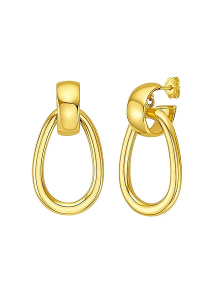14K Yellow Gold Interlocking Drop Hoop Earrings