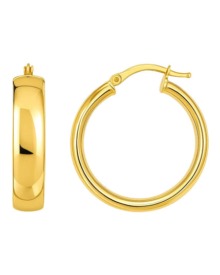 14k Yellow Gold Wedding Band Hoops (25mm)