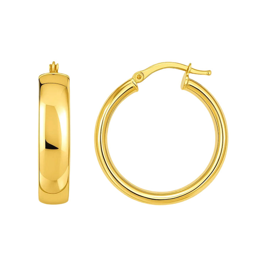14k Yellow Gold Wedding Band Hoops (25mm)