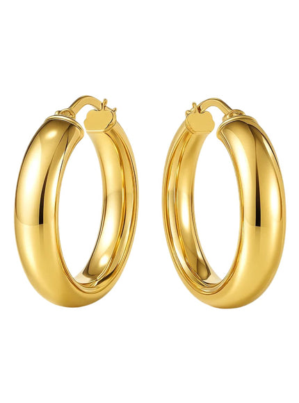14k Yellow Gold Wedding Band Hoops (25mm)