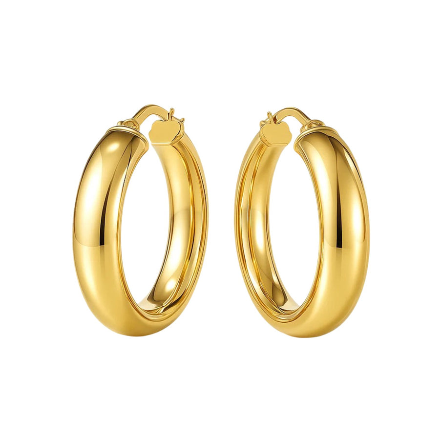 14k Yellow Gold Wedding Band Hoops (25mm)