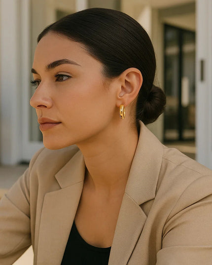 14k Yellow Gold Wedding Band Hoops (25mm)