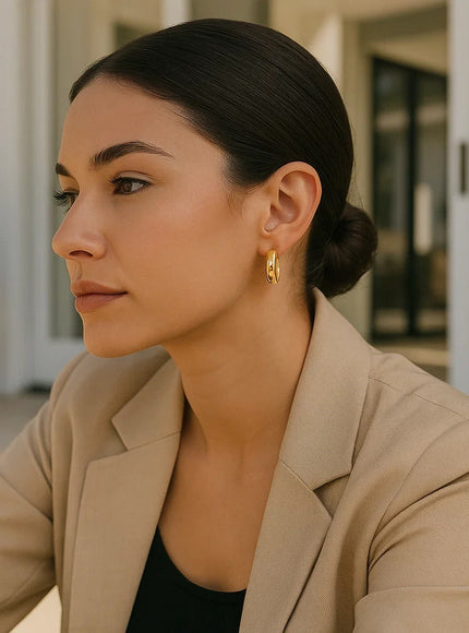 14k Yellow Gold Wedding Band Hoops (25mm)