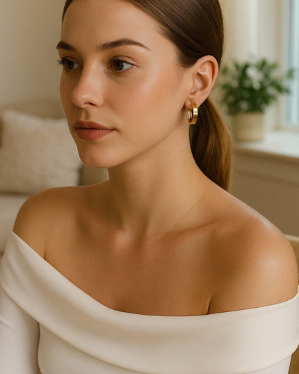 14k Yellow Gold Wedding Band Hoops (25mm)