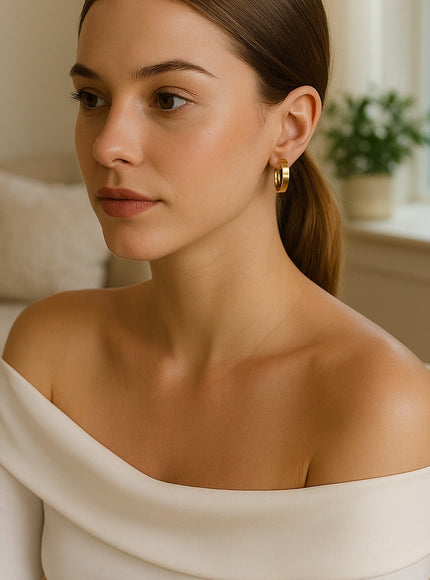 14k Yellow Gold Wedding Band Hoops (25mm)