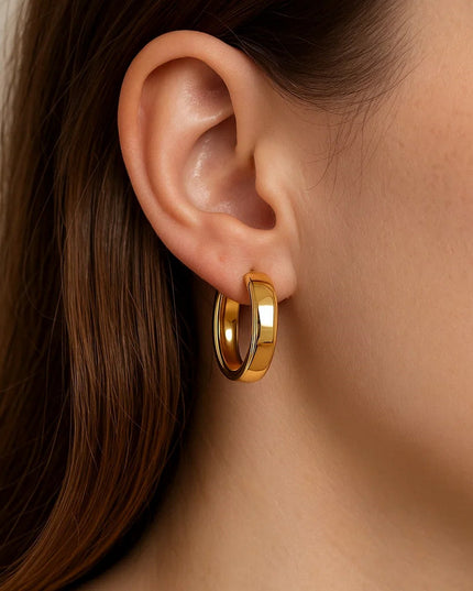 14k Yellow Gold Wedding Band Hoops (25mm)