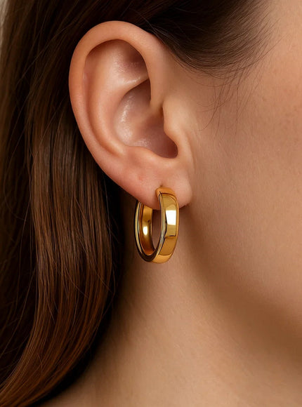 14k Yellow Gold Wedding Band Hoops (25mm)