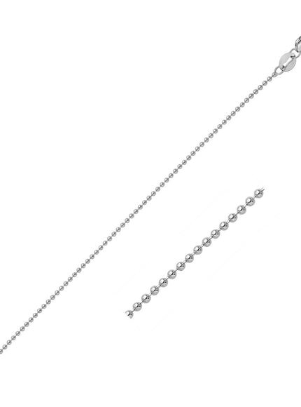 14k White Gold Bead Chain 1.0mm