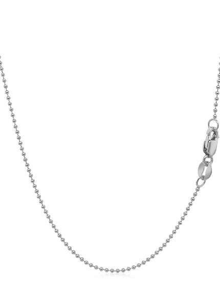 14k White Gold Bead Chain 1.0mm