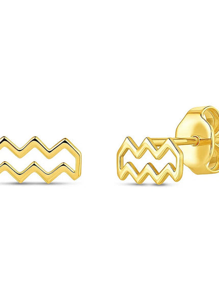 14K Yellow Gold Aquarius Stud Earrings