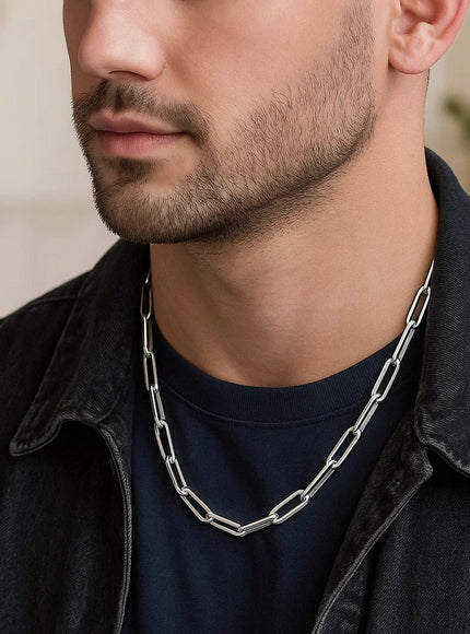 14k White Gold Bold Paperclip Chain (4.2 mm)