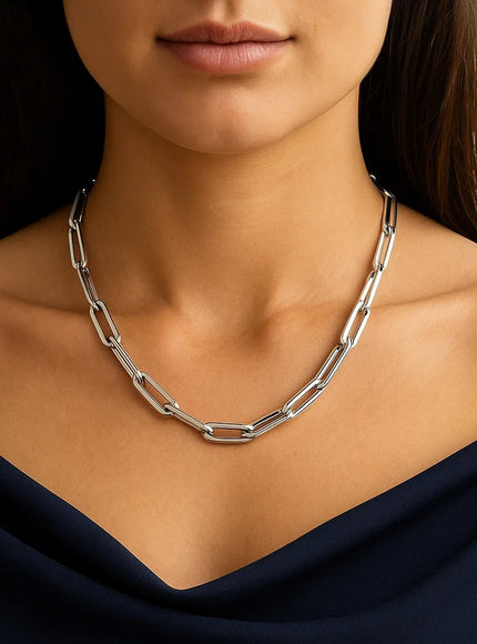 14k White Gold Bold Paperclip Chain (4.2 mm)