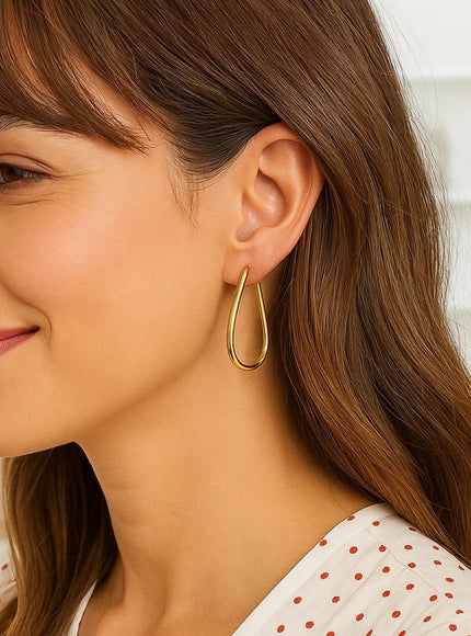 14k Yellow Gold Endless Pear Hoop Earrings