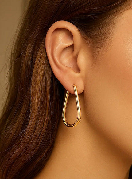 14k Yellow Gold Endless Pear Hoop Earrings