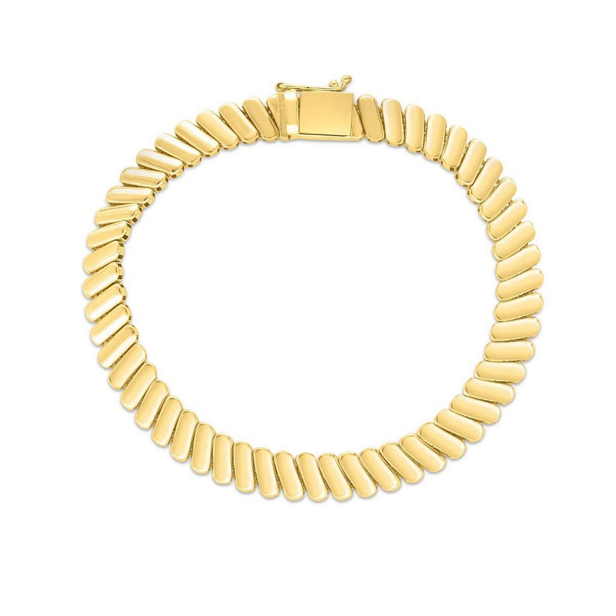14k Yellow Gold Rib Link Bracelet