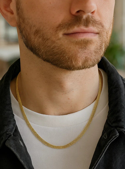 3.5mm 14k Yellow Gold Bismark Chain