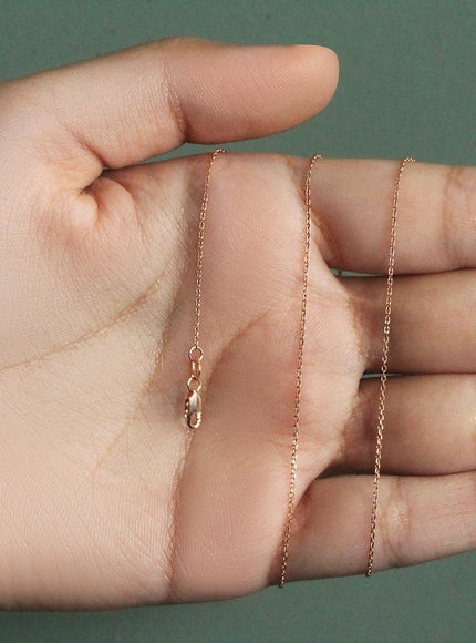 18k Rose Gold Diamond Cut Cable Link Chain 0.8mm