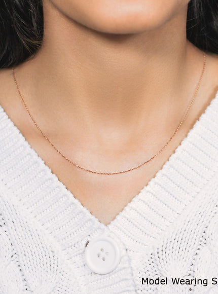 18k Rose Gold Diamond Cut Cable Link Chain 0.8mm