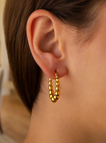 14k Yellow Gold Graduated Sphere Hoop Earrings