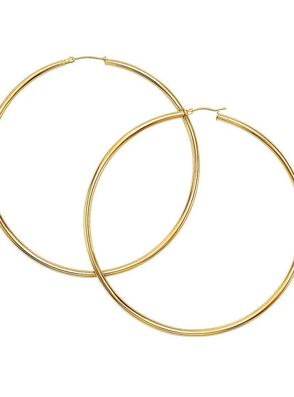 14k Yellow Gold Large Polished Hoop Earrings