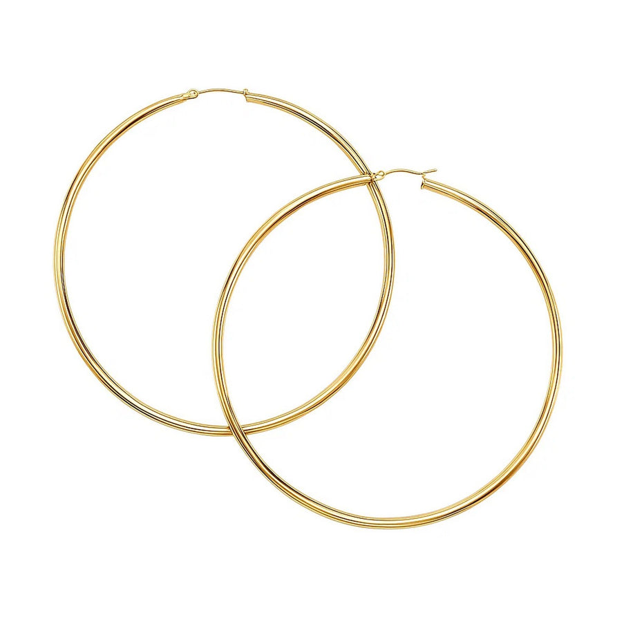 14k Yellow Gold Large Polished Hoop Earrings