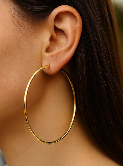 14k Yellow Gold Large Polished Hoop Earrings