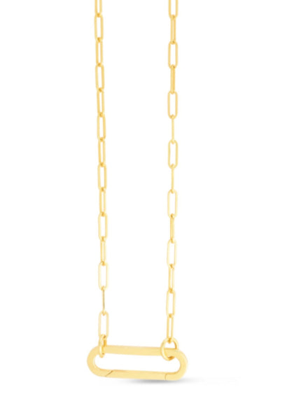 14k Yellow Gold Elongated Link Paperclip Necklace