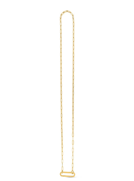 14k Yellow Gold Elongated Link Paperclip Necklace