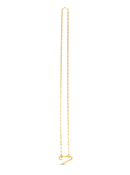 14k Yellow Gold Elongated Link Paperclip Necklace