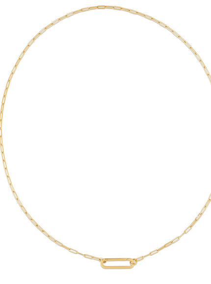 14k Yellow Gold Elongated Link Paperclip Necklace