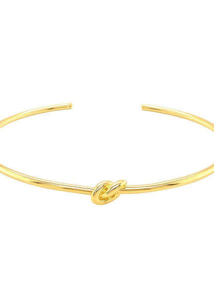 14k Yellow Gold Polished Cuff Bangle with Knot