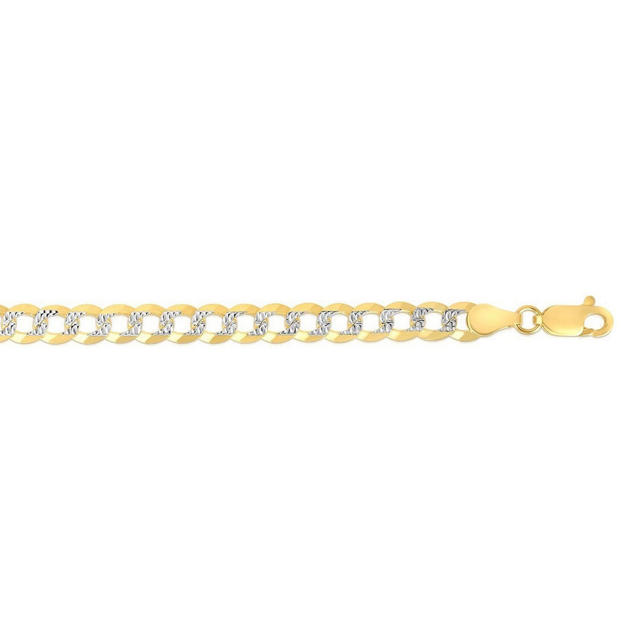 7.0 mm 14k Two Tone Gold Pave Curb Chain