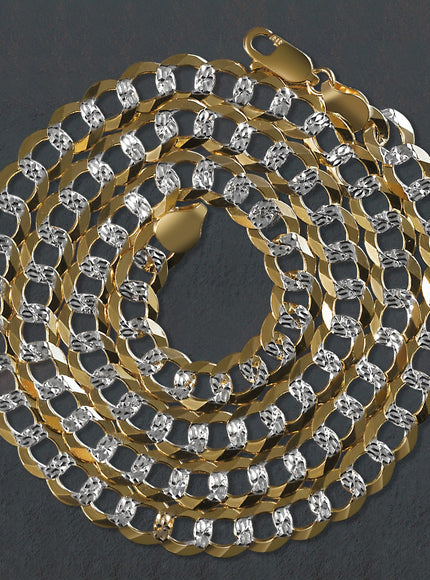 7.0 mm 14k Two Tone Gold Pave Curb Chain