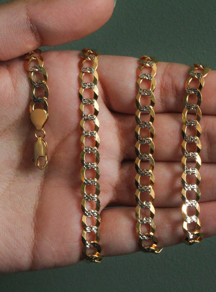 7.0 mm 14k Two Tone Gold Pave Curb Chain