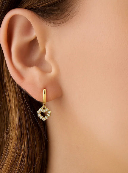 14K Yellow Gold Petite Diamond Heart Earrings