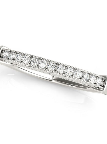 14k White Gold Bead Border Modern Wedding Band (1/8 cttw)