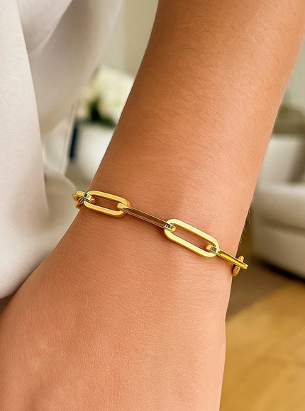 14K Yellow Gold Extra Wide Paperclip Chain Bracelet