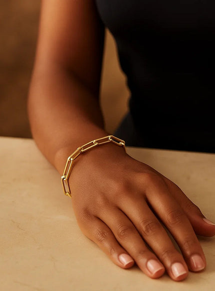 14K Yellow Gold Extra Wide Paperclip Chain Bracelet