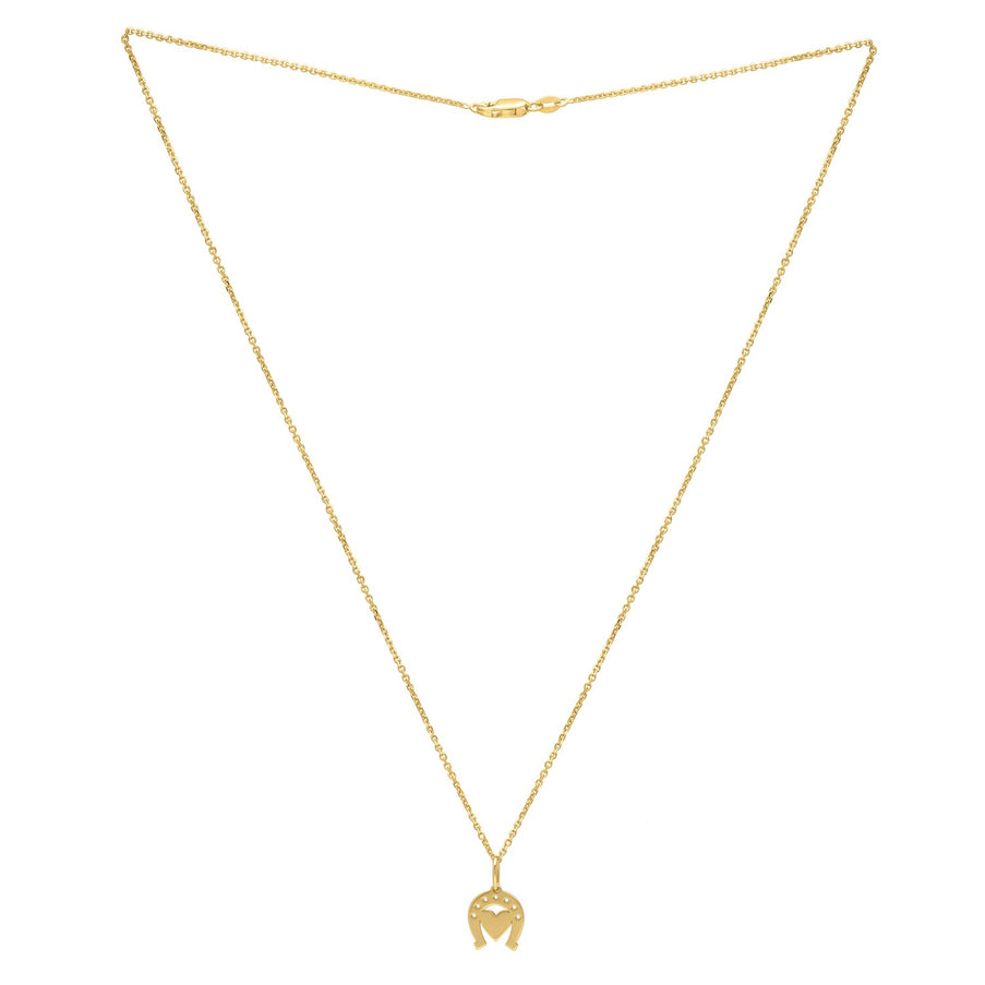 Heart and Horse Necklace in 14K Yellow Gold