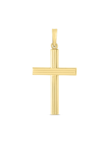 14k Yellow Gold High Polish Ribber Cross Pendant