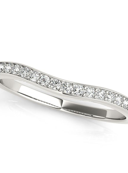 14k White Gold Channel Curved Diamond Wedding Band (1/4 cttw)