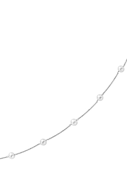 14k White Gold Necklace with White Pearls