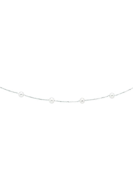 14k White Gold Necklace with White Pearls