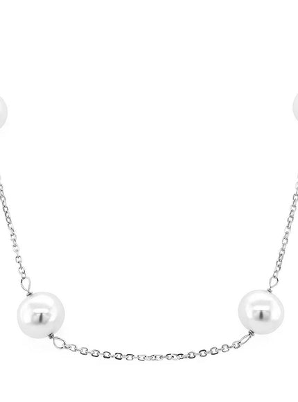 14k White Gold Necklace with White Pearls