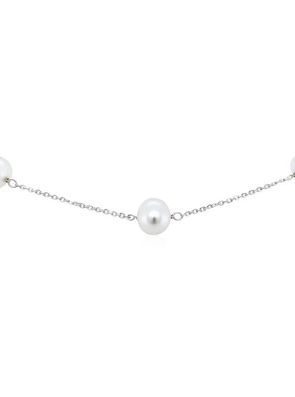 14k White Gold Necklace with White Pearls