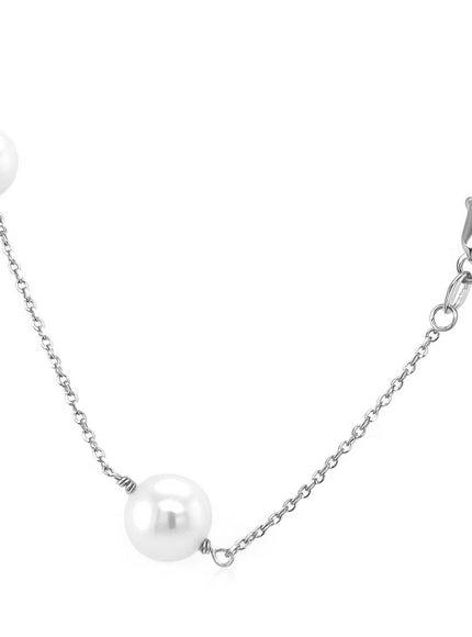 14k White Gold Necklace with White Pearls