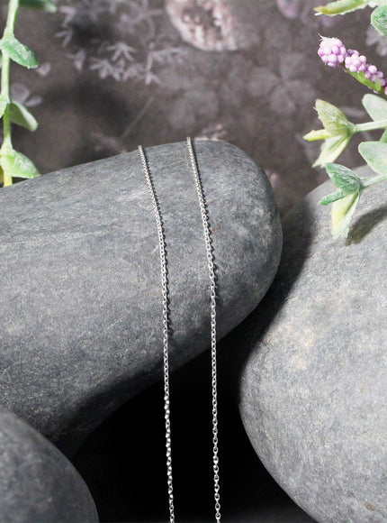 18k White Gold Round Cable Link Chain 0.97mm