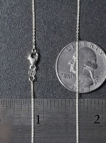 18k White Gold Round Cable Link Chain 0.97mm