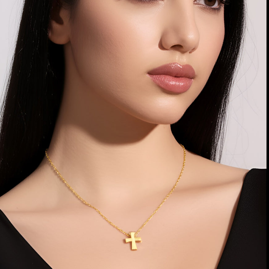 14k Yellow Gold with Cross Pendant