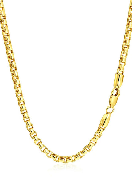 3.4mm 14k Yellow Gold Round Box Chain